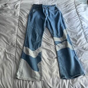 Cider Blue and White Straight Leg Pants